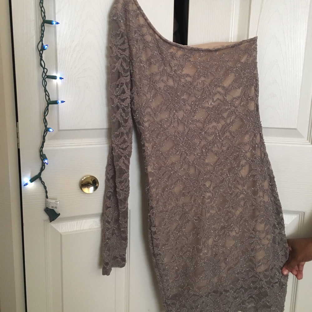 Taupe lace bodycon dress